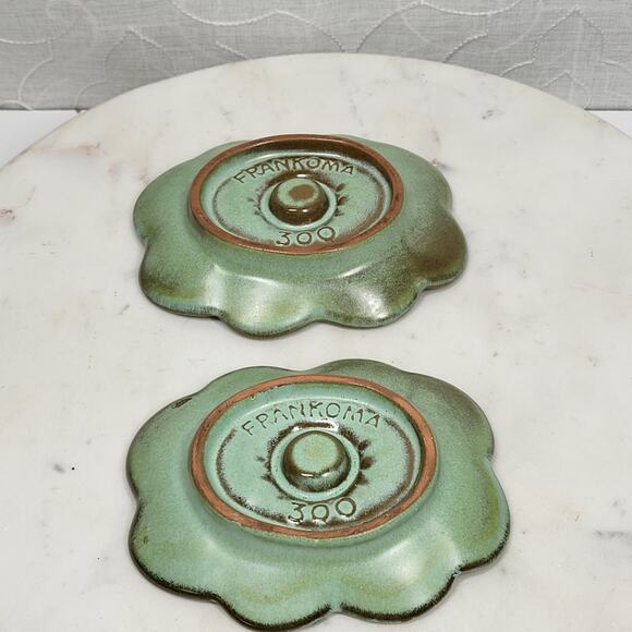 VTG Frankoma Dogwood Blossom Candlestick Holders 5" Green‎ Tapered Candle 300 - Picture 3 of 16